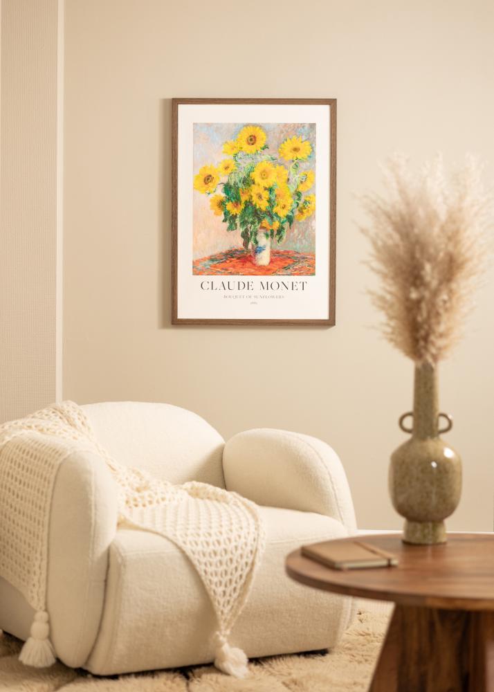 Ram med passepartou Rahmen Hermes Walnuss 60x70 cm - Passepartout Weiß 50x56 cm