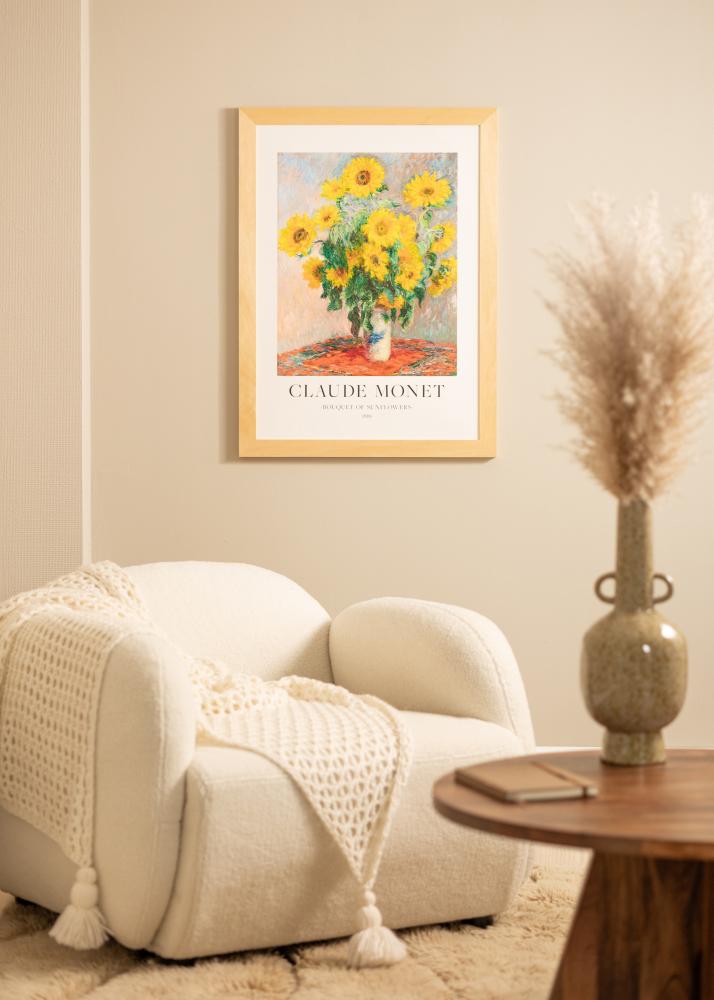 Ram med passepartou Rahmen Juno Holz 40x50 cm - Passepartout Weiß 30x38 cm