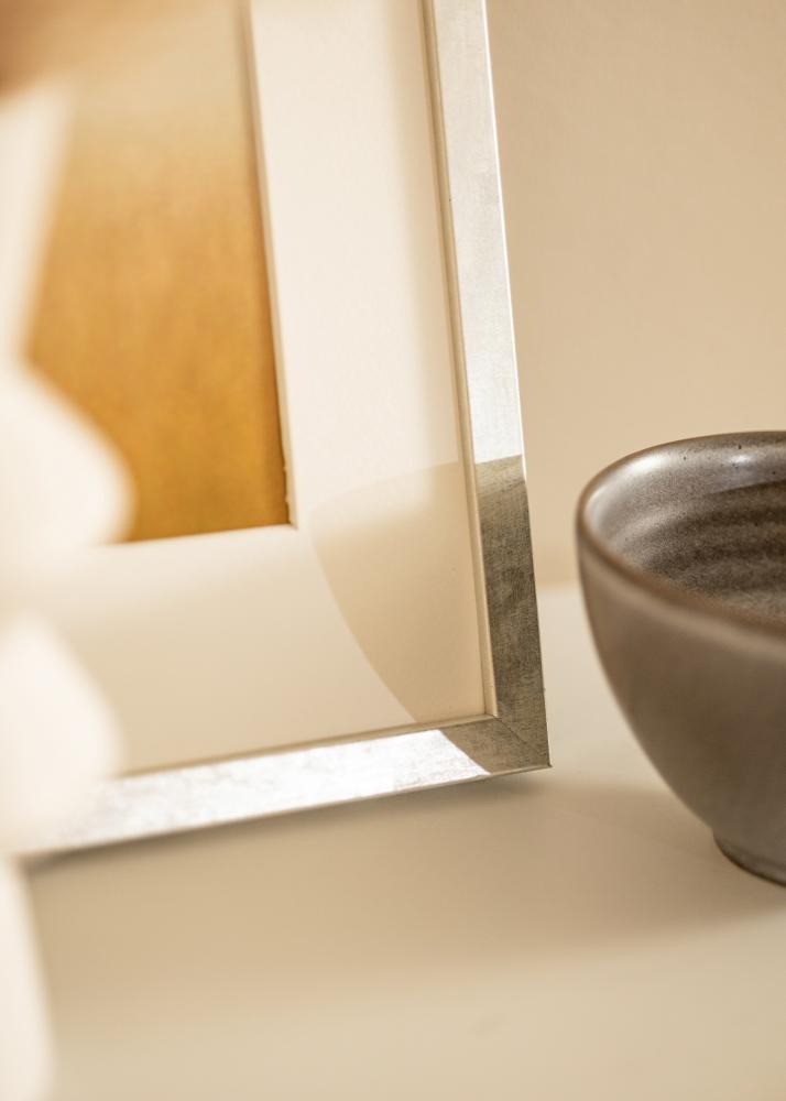 Ram med passepartou Rahmen Ares Silber 50x50 cm - Passepartout Weiß 16x16 inches