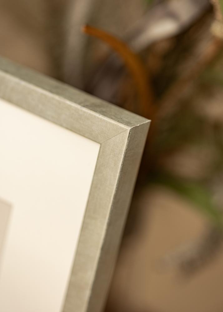 Ram med passepartou Rahmen Ares Silber 50x50 cm - Passepartout Weiß 16x16 inches