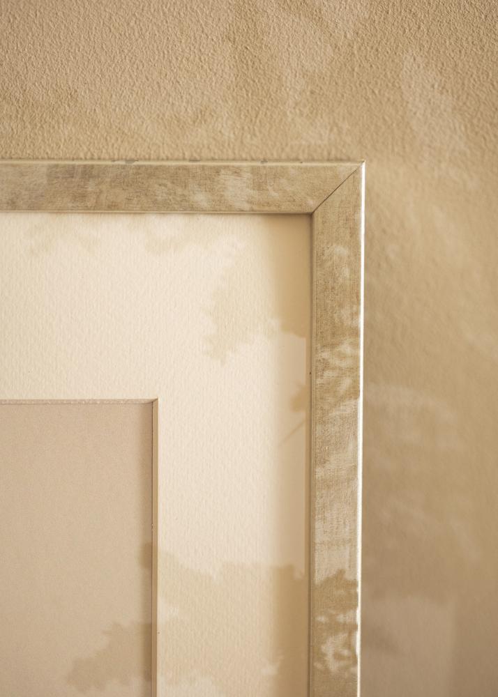 Ram med passepartou Rahmen Ares Silber 50x50 cm - Passepartout Weiß 16x16 inches