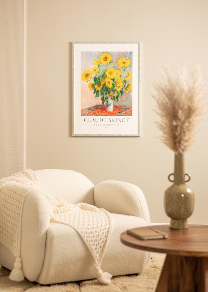 Ram med passepartou Rahmen Ares Silber 50x50 cm - Passepartout Weiß 16x16 inches