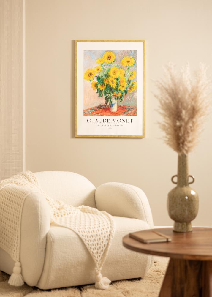 Ram med passepartou Rahmen Ares Gold 50x60 cm - Passepartout Weiß 16x20 inches