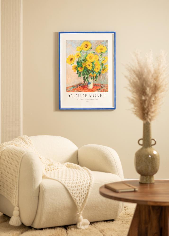 Ram med passepartou Rahmen Diana Blau 50x70 cm - Passepartout Weiß 33x56 cm