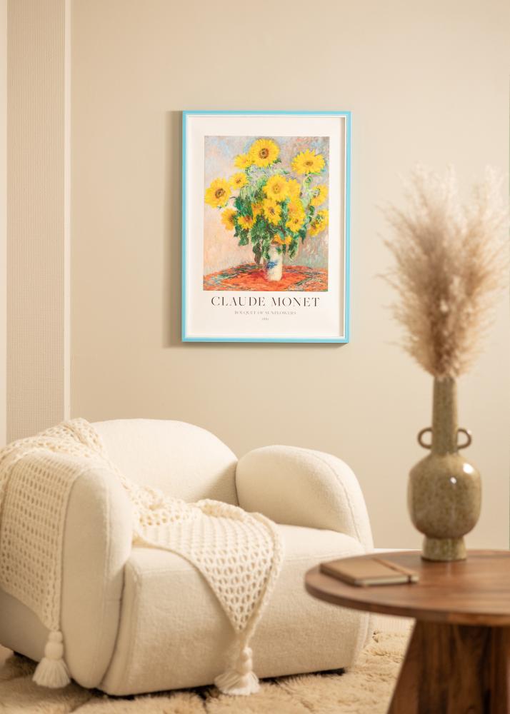 Ram med passepartou Rahmen Diana Hellblau 30x40 cm - Passepartout Weiß 8x12 inches