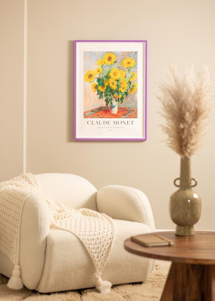 Ram med passepartou Rahmen Diana Lila 45x60 cm - Passepartout Weiß 13x18 inches