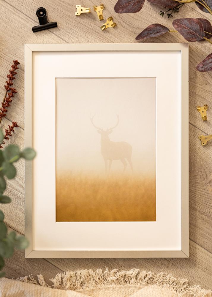 Ram med passepartou Rahmen Minerva Silber 30x40 cm - Passepartout Weiß 20x28 cm