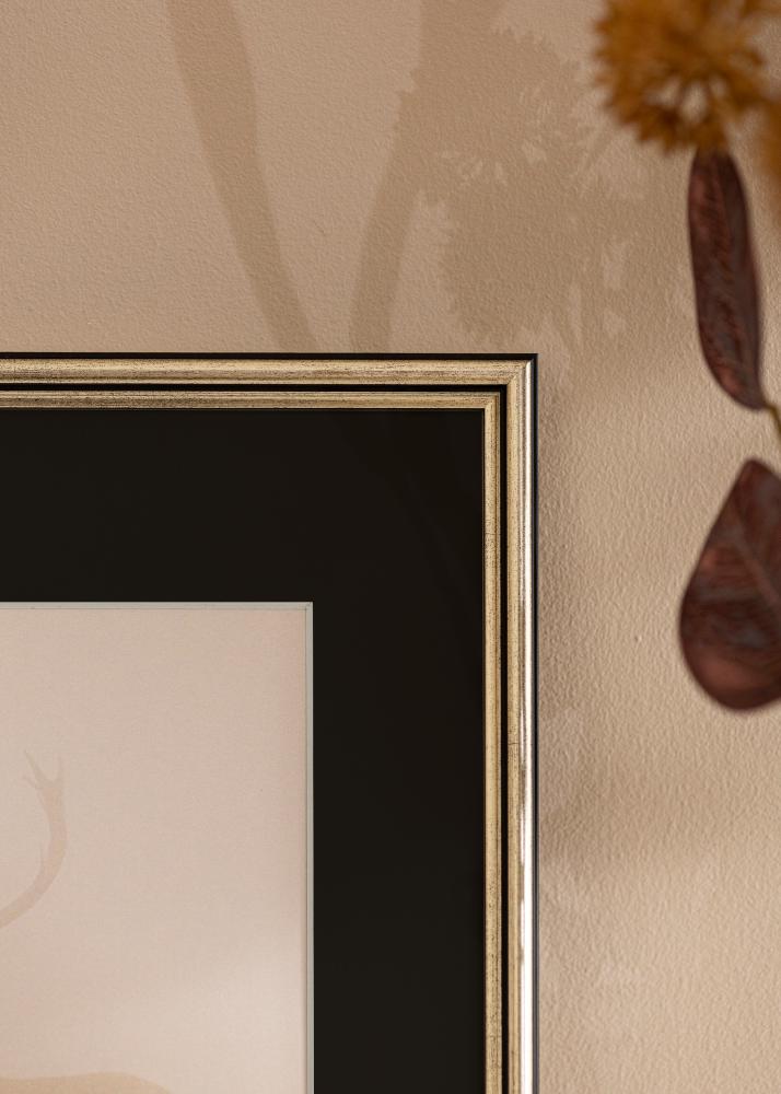 Ram med passepartou Rahmen Horndal Silber 60x60 cm - Passepartout Schwarz 50x50 cm