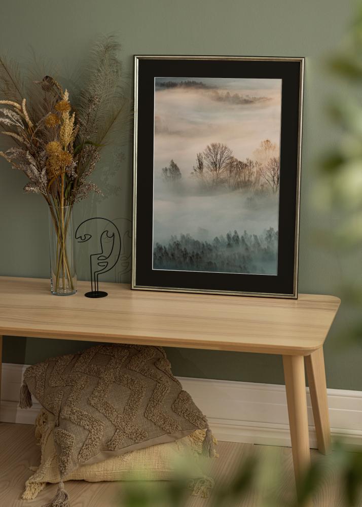 Ram med passepartou Rahmen Horndal Silber 60x60 cm - Passepartout Schwarz 50x50 cm