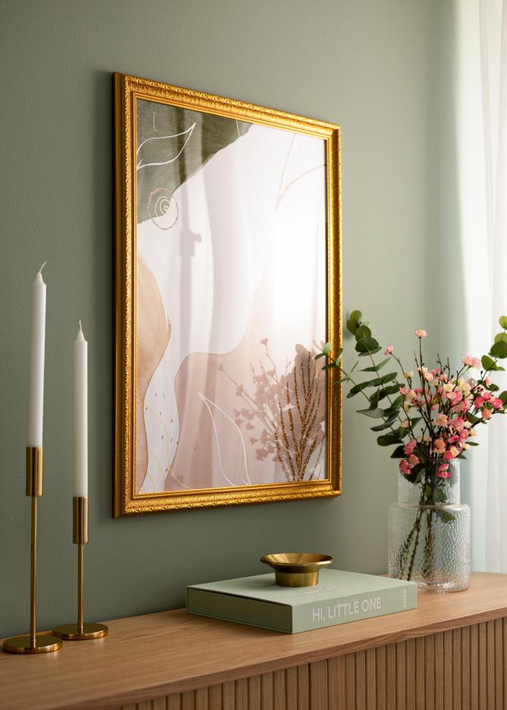 Ram med passepartou Rahmen Ornate Gold 60x80 cm - Passepartout Weiß 50x70 cm