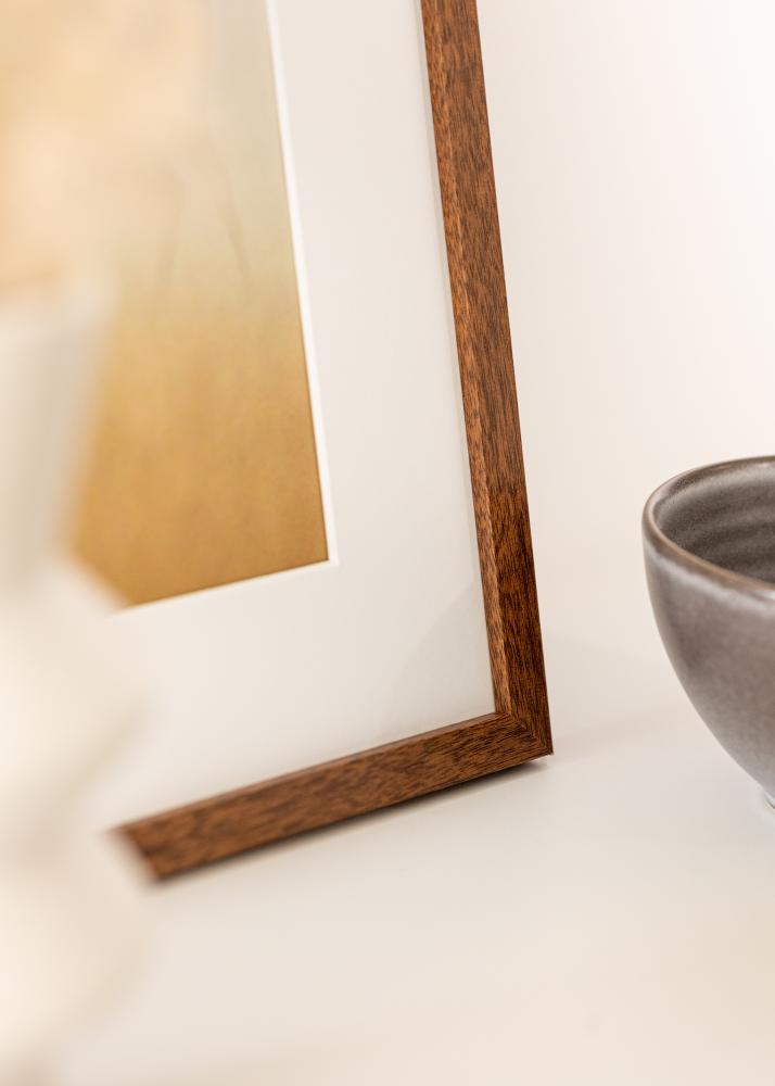 Ram med passepartou Rahmen Modern Warm Braun 40x60 cm - Passepartout Weiß 25x50 cm