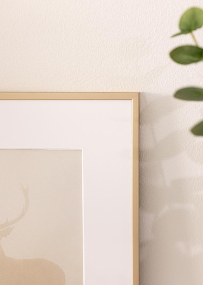 Ram med passepartou Aluminiumrahmen Messing 30x40 cm - Passepartout Weiß 21x29,7 cm