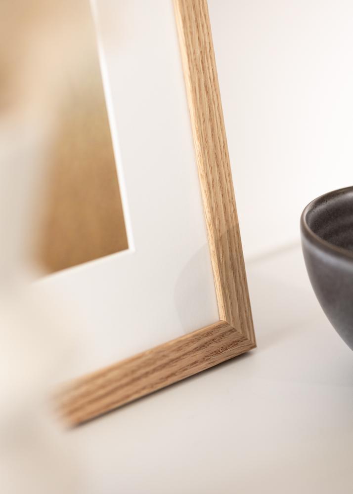 Ram med passepartou Rahmen Tidlös Massiv Eiche 30x40 cm - Passepartout Weiß 21x29,7 cm