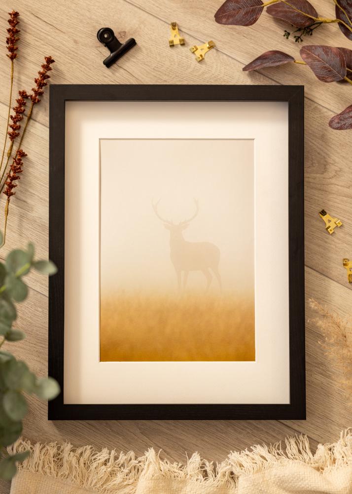 Ram med passepartou BGA Kastenrahmen Schwarz 30x40 cm - Passepartout Weiß 20x28 cm