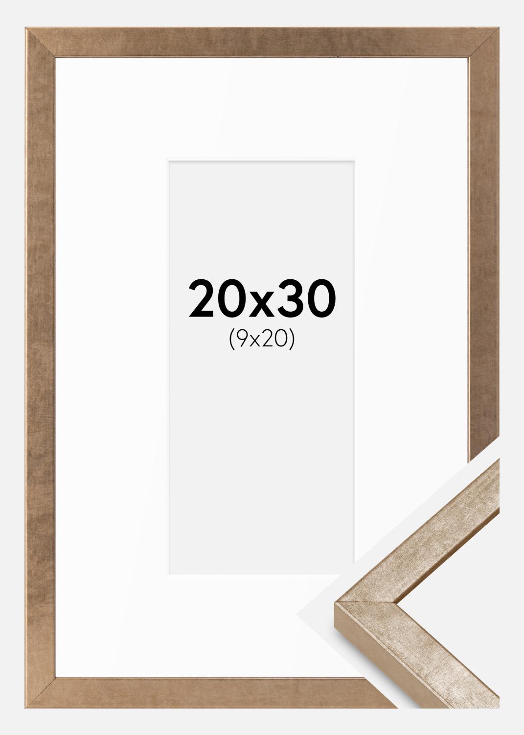 Product Image for Rahmen Ares Messing 20x30 cm - Passepartout Weiß 10x21 cm