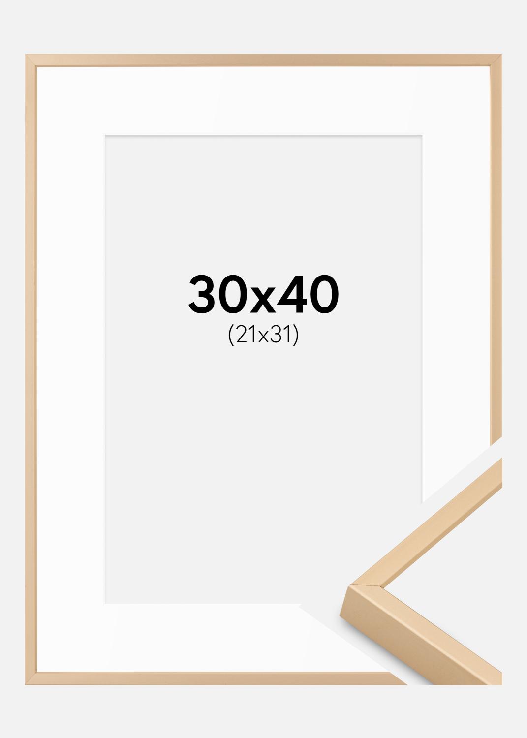 Product Image for Aluminiumrahmen Messing 30x40 cm - Passepartout Weiß 22x32 cm
