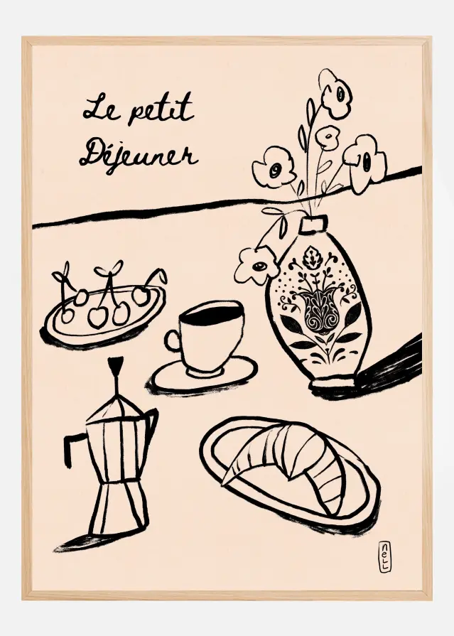 Bildverkstad Le Petit Dejeuner Breakfast in Black Poster