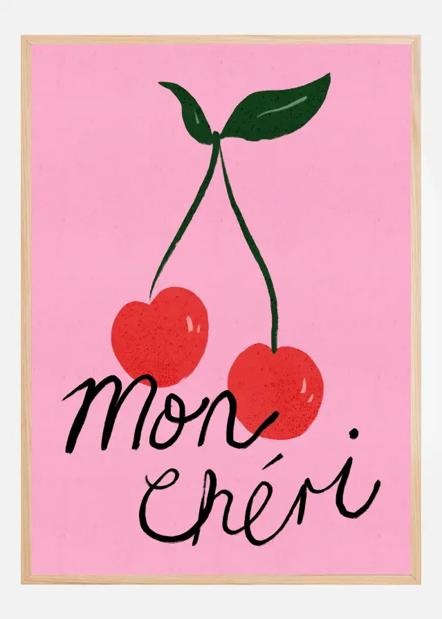 Bildverkstad Mon Cheri Cherry Typography Purple Poster