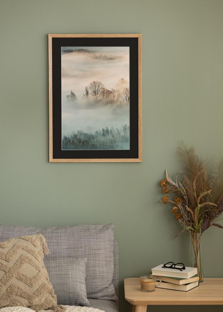 Ram med passepartou Rahmen Fiorito Helle Eiche 40x60 cm - Passepartout Schwarz 25x50 cm