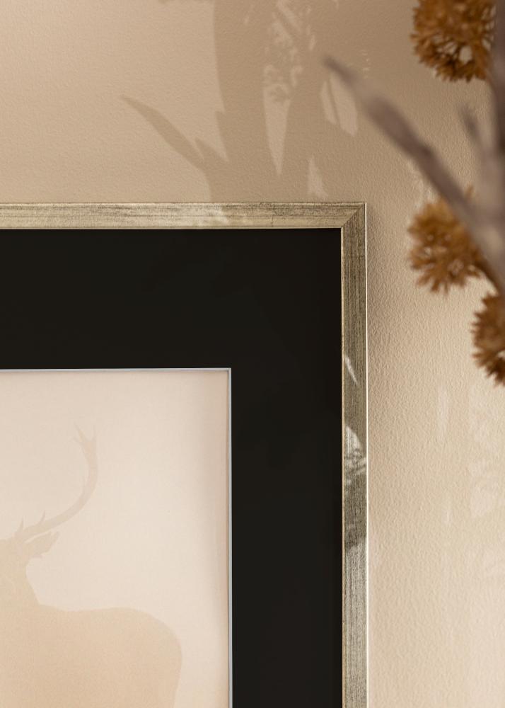 Ram med passepartou Rahmen Galant Silber 30x40 cm - Passepartout Schwarz 18x27 cm