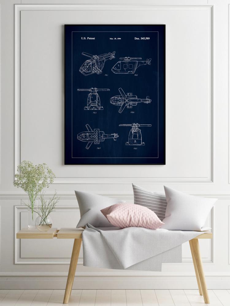 Bildverkstad Patent Print - Lego Helicopter - Blue Poster