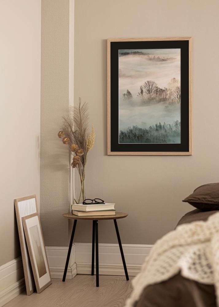 Ram med passepartou Rahmen Oak Wood 18x24 cm - Passepartout Schwarz 13x17 cm