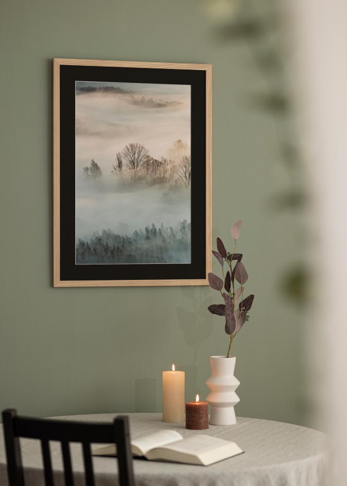 Ram med passepartou Rahmen Oak Wood 18x24 cm - Passepartout Schwarz 13x17 cm