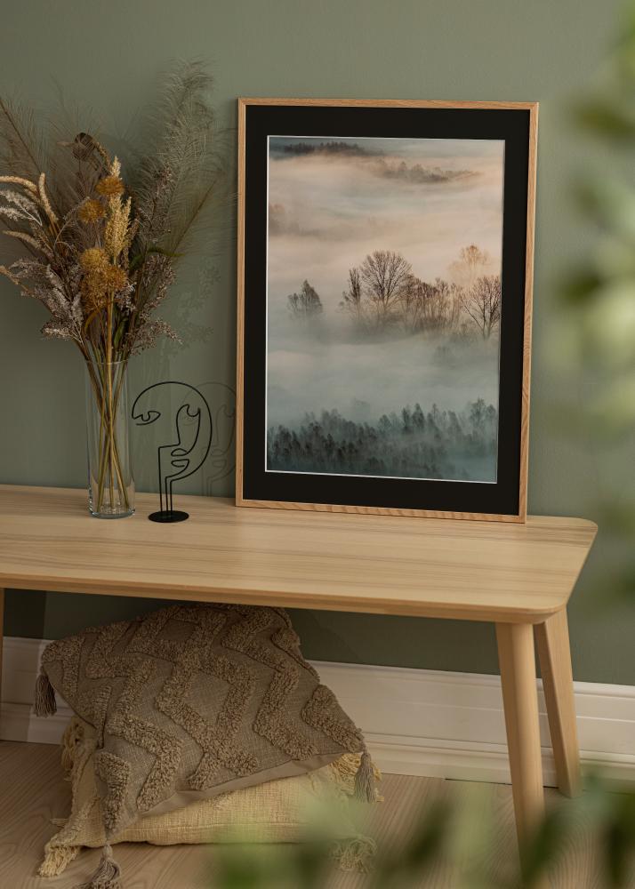 Ram med passepartou Rahmen Oslo Eiche 30x40 cm - Passepartout Schwarz 18x27 cm