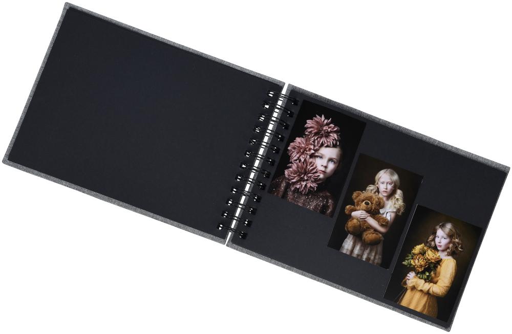 Focus Base Line Canvas Wire-O Schwarz 23x17 cm (40 schwarze Seiten / 20 Blatt)