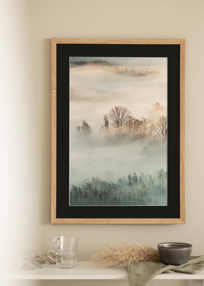 Ram med passepartou Rahmen Fiorito Helle Eiche 40x60 cm - Passepartout Schwarz 25x50 cm