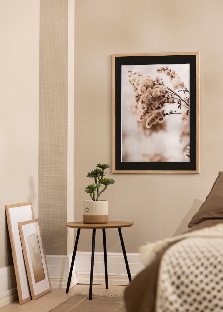 Ram med passepartou Bilderrahmen Stilren Eiche 30x40 cm - Passepartout Schwarz 21x29,7 cm