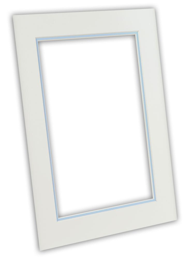 Egen tillverkning - Passepartouter Passepartout zweilagig - Weiß/Hellblau