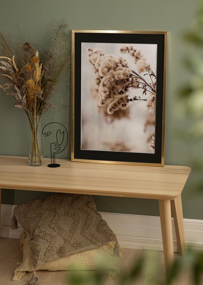 Ram med passepartou Rahmen Trendy Gold 20x30 cm - Passepartout Schwarz 10x20 cm