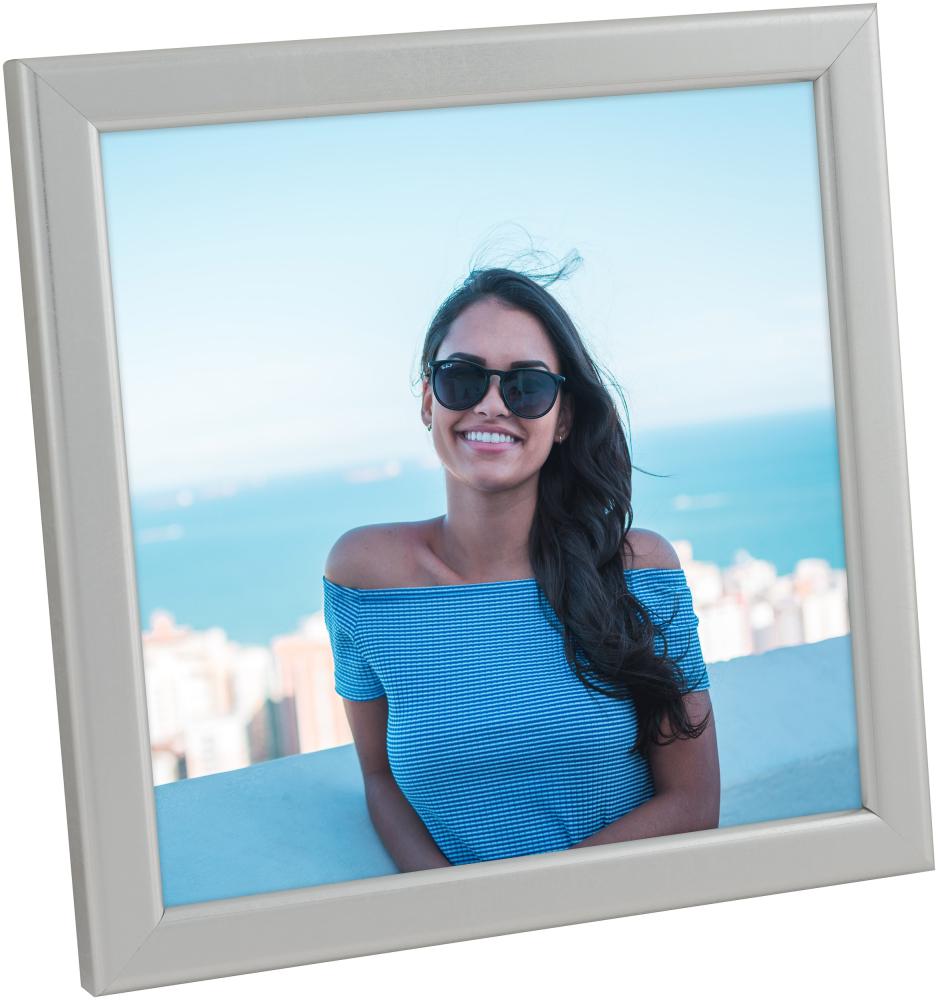 HHC Distribution Rahmen Slim Matt Antireflexglas Silber 15x15 cm