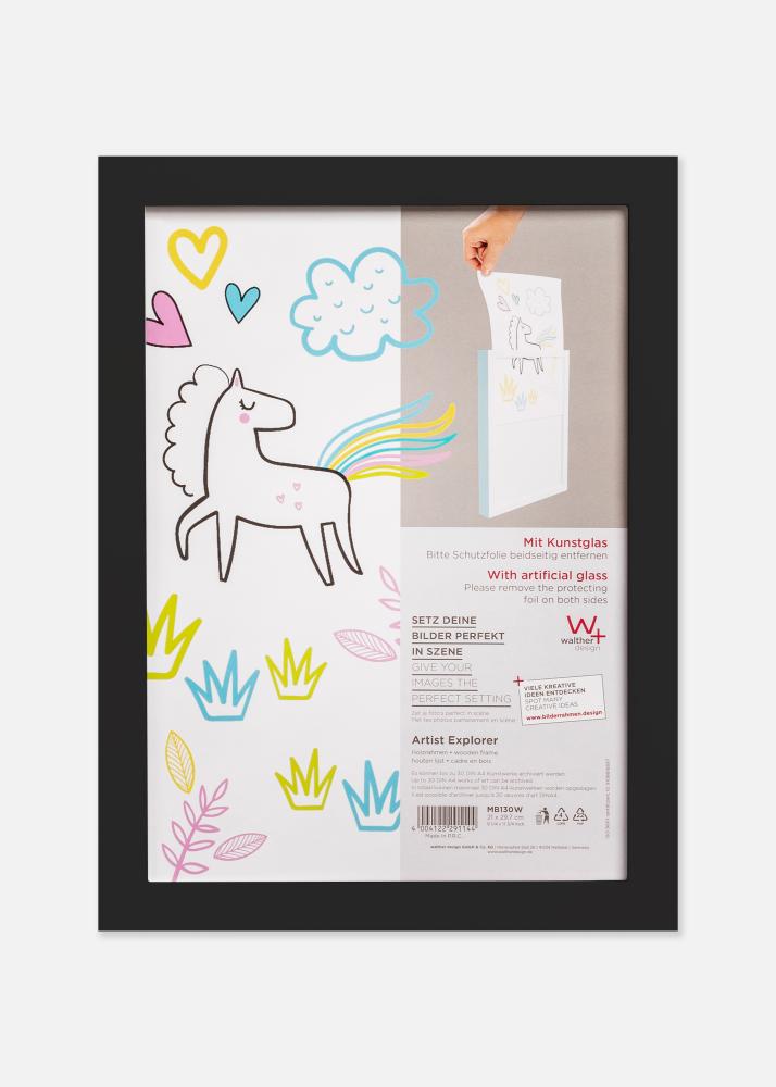 Walther Bilderrahmen Kinderzeichnungen Explorer Acrylglas Schwarz A4