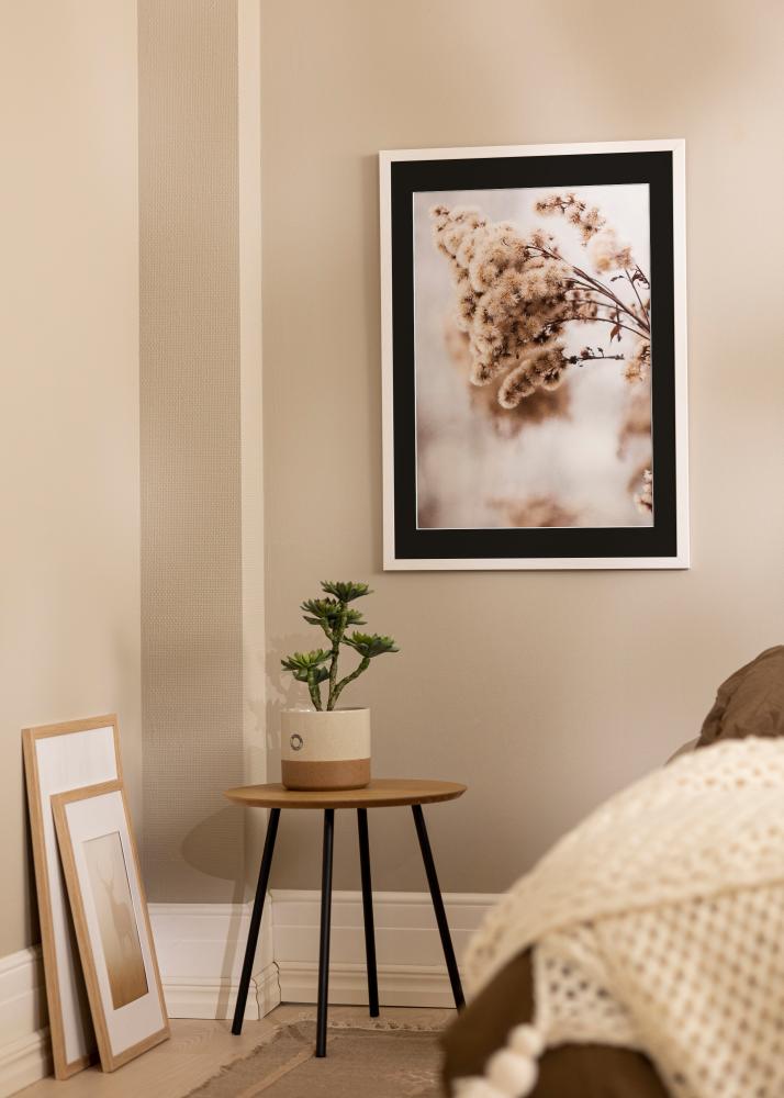 Ram med passepartou Rahmen Stilren Weiß 50x60 cm - Passepartout Schwarz 37x46 cm