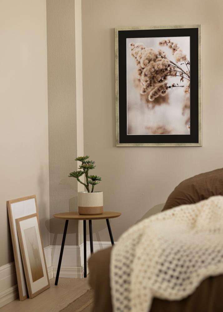 Ram med passepartou Rahmen Stilren Silber 24x30 cm - Passepartout Schwarz 6x8 inches