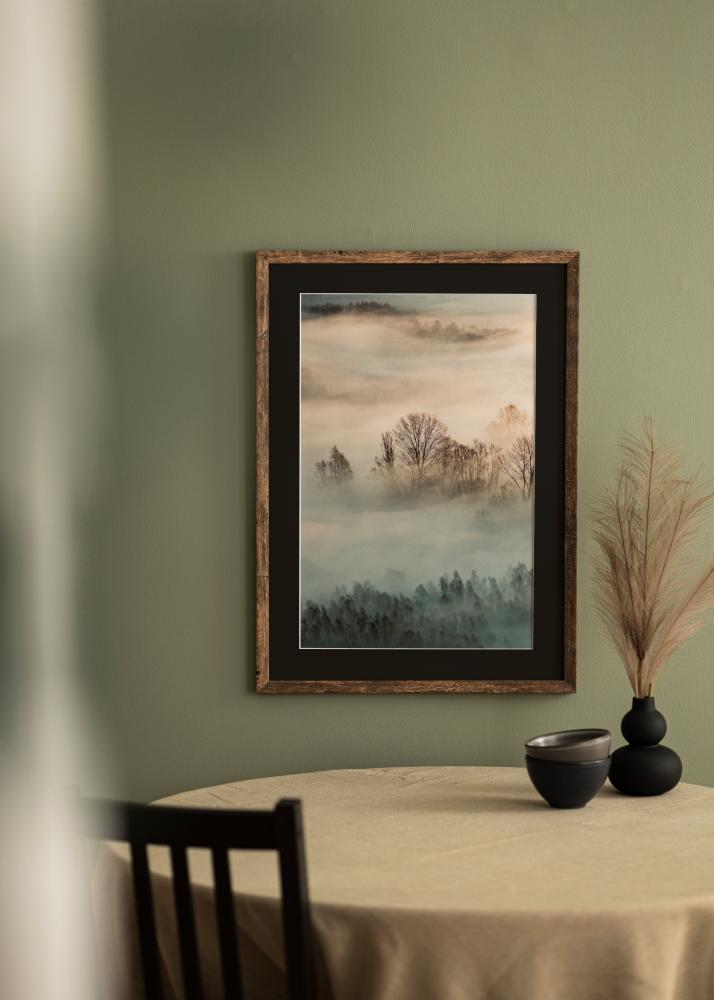 Ram med passepartou Rahmen Fiorito Washed Oak 60x80 cm - Passepartout Schwarz 50x70 cm