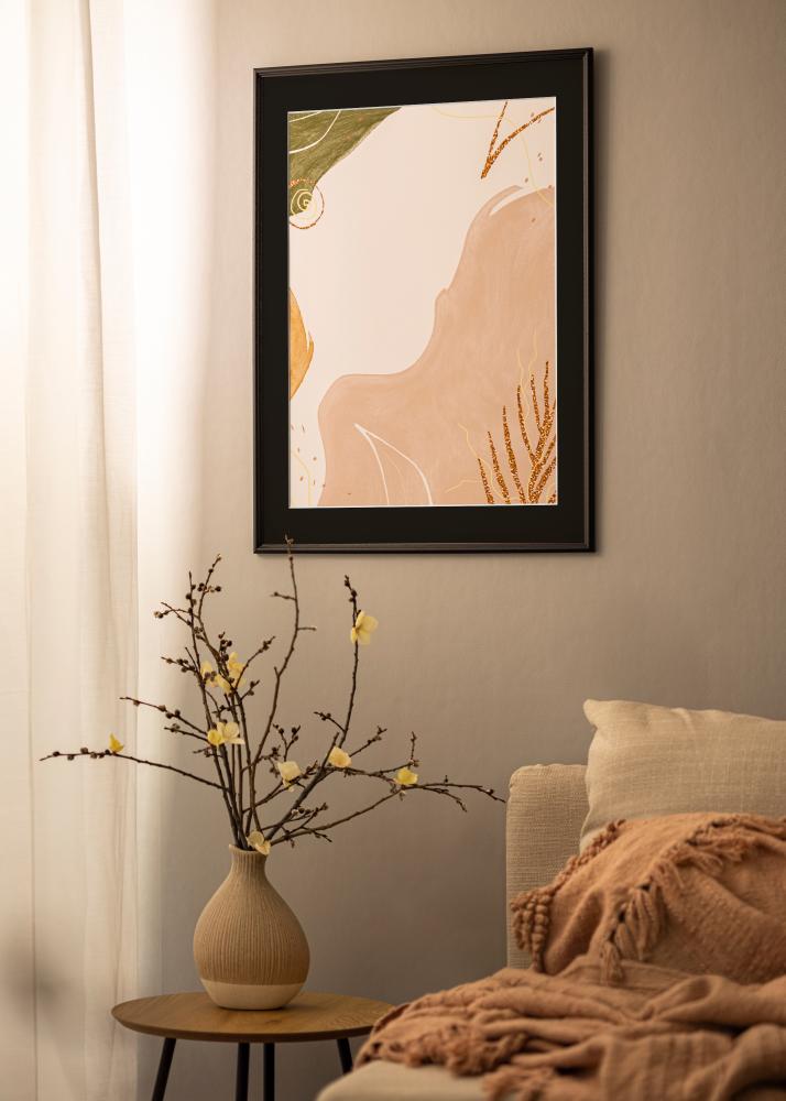 Ram med passepartou Rahmen Horndal Schwarz 20x30 cm - Passepartout Schwarz 15x22 cm