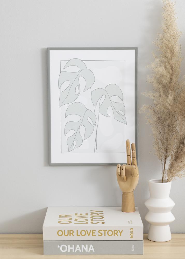 Ram med passepartou Rahmen New Lifestyle Hellgrau 50x70 cm - Passepartout Weiß 16x24 inches