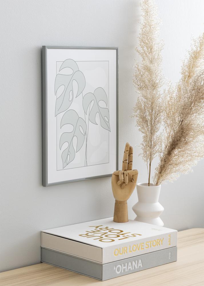 Ram med passepartou Rahmen New Lifestyle Hellgrau 50x70 cm - Passepartout Weiß 16x24 inches