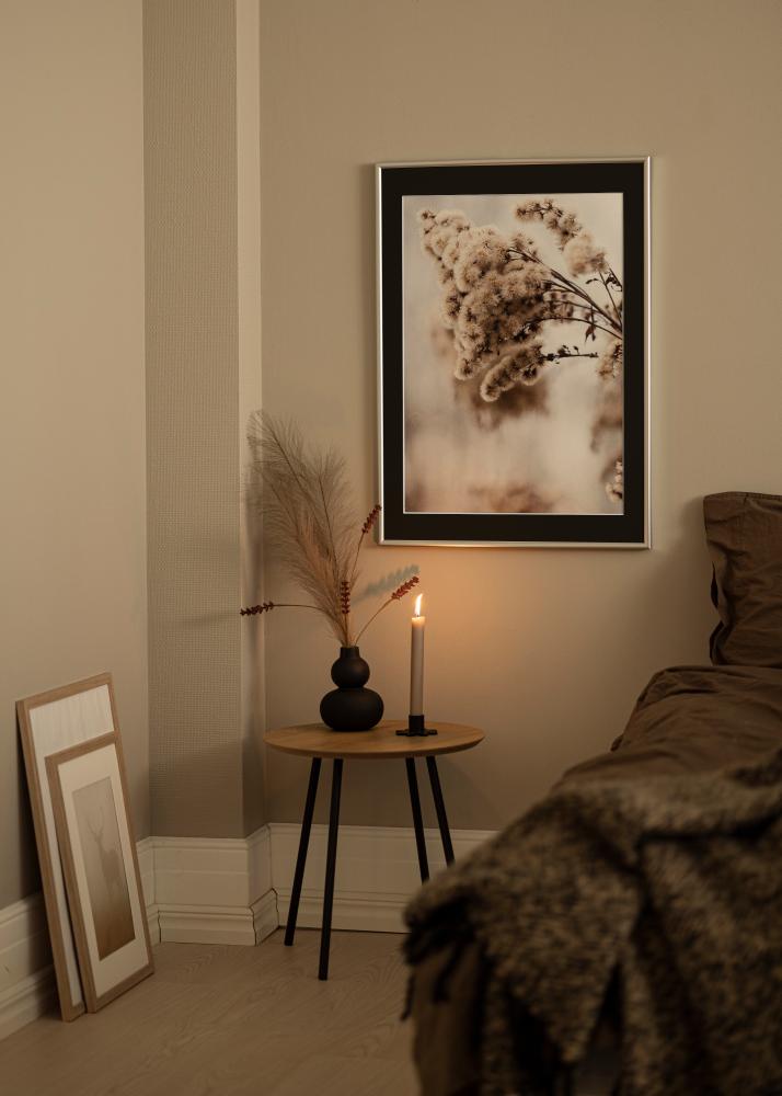 Ram med passepartou Rahmen Victoria Silber 50x70 cm - Passepartout Schwarz 33x56 cm