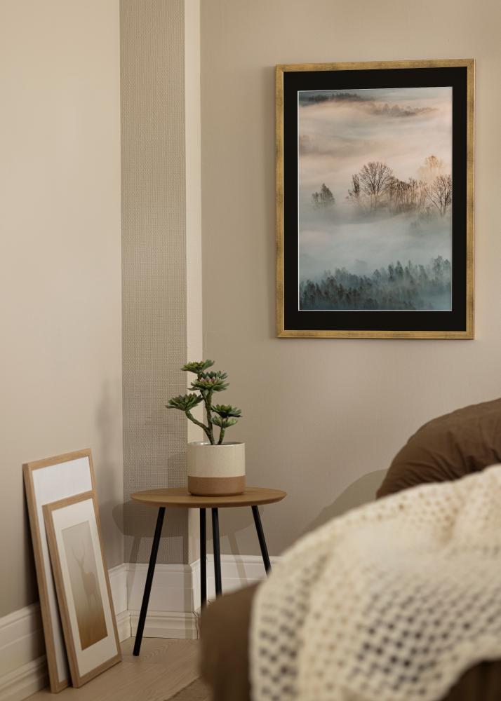 Ram med passepartou Rahmen Stilren Gold 50x60 cm - Passepartout Schwarz 37x46 cm