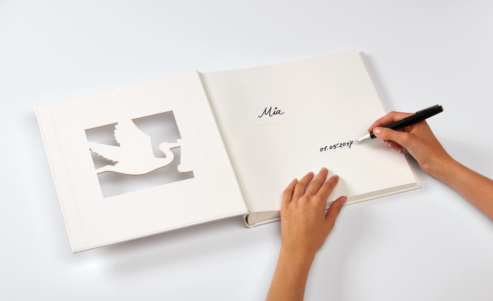 Walther Cicogna Babyalbum Weiß - 28x30,5 cm (50 weiße Seiten / 25 Blatt)