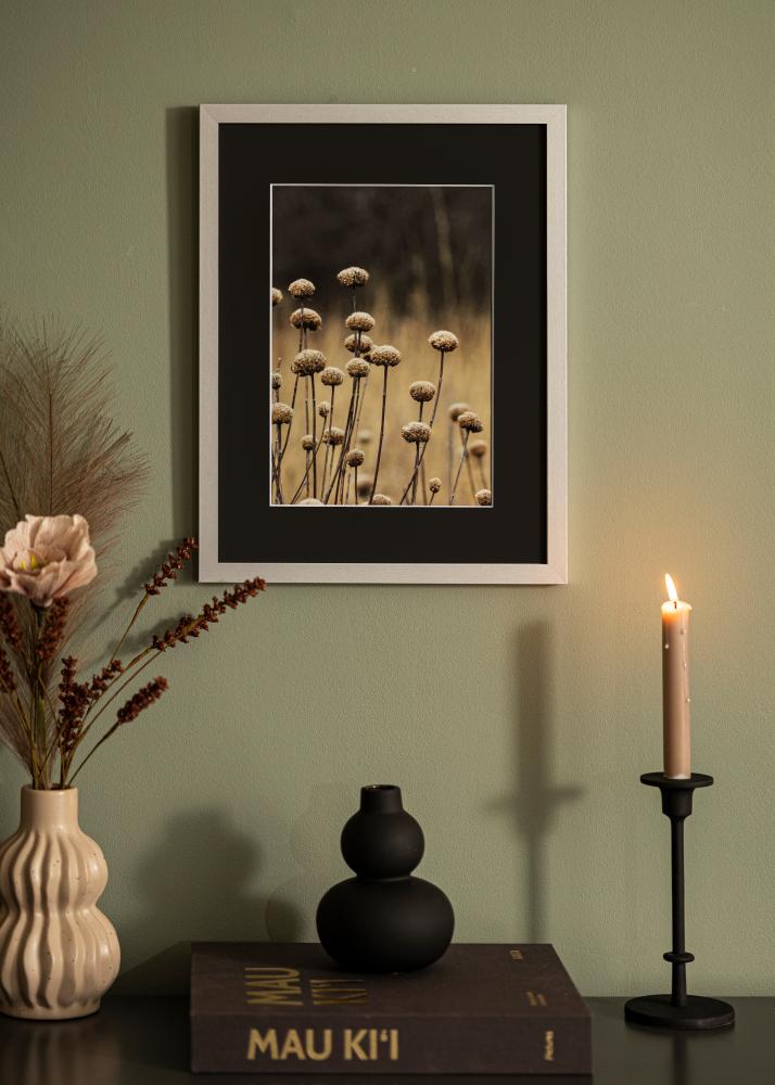 Ram med passepartou Rahmen Selection Silber 70x100 cm - Passepartout Schwarz 62x93 cm