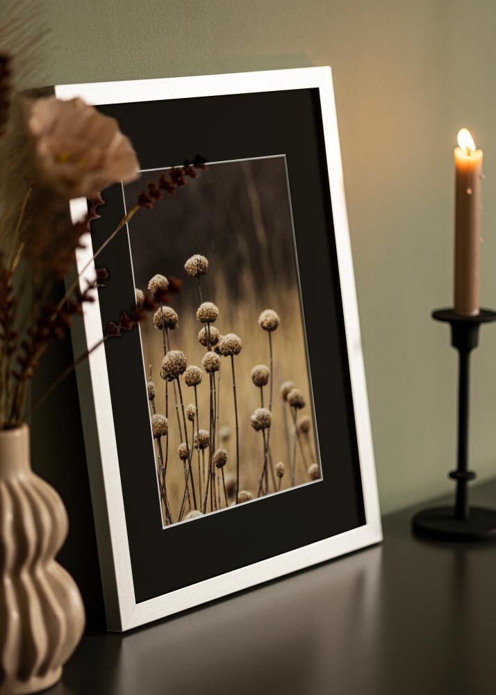 Ram med passepartou Rahmen Selection Silber 70x100 cm - Passepartout Schwarz 62x93 cm