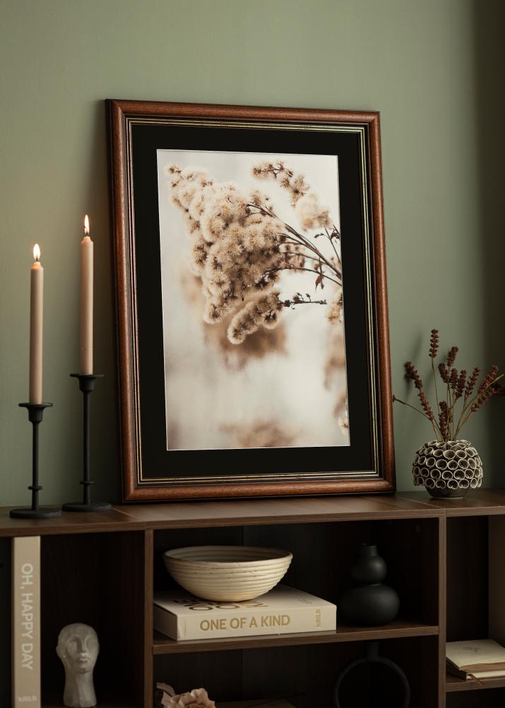 Ram med passepartou Rahmen Old Retro 30x40 cm - Passepartout Schwarz 21x29,7 cm (A4)