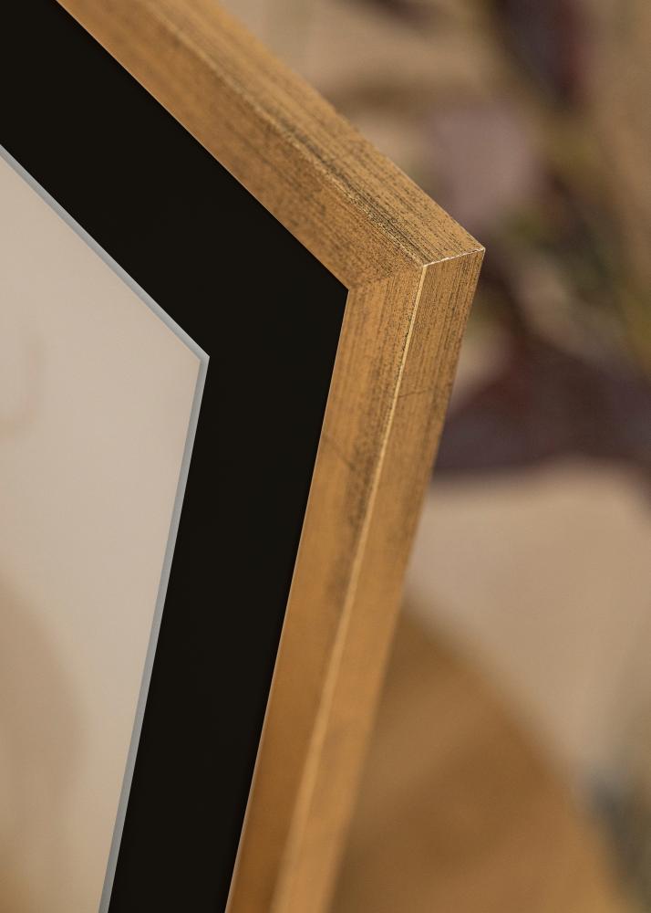 Ram med passepartou Rahmen Stilren Gold 50x60 cm - Passepartout Schwarz 37x46 cm