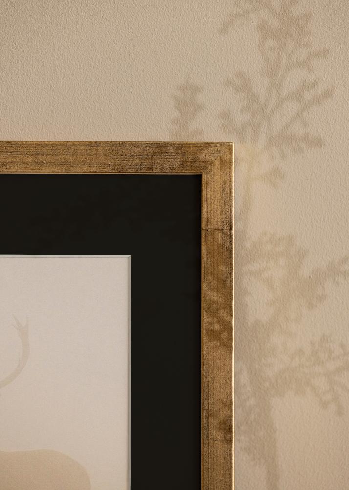 Ram med passepartou Rahmen Stilren Gold 50x60 cm - Passepartout Schwarz 37x46 cm