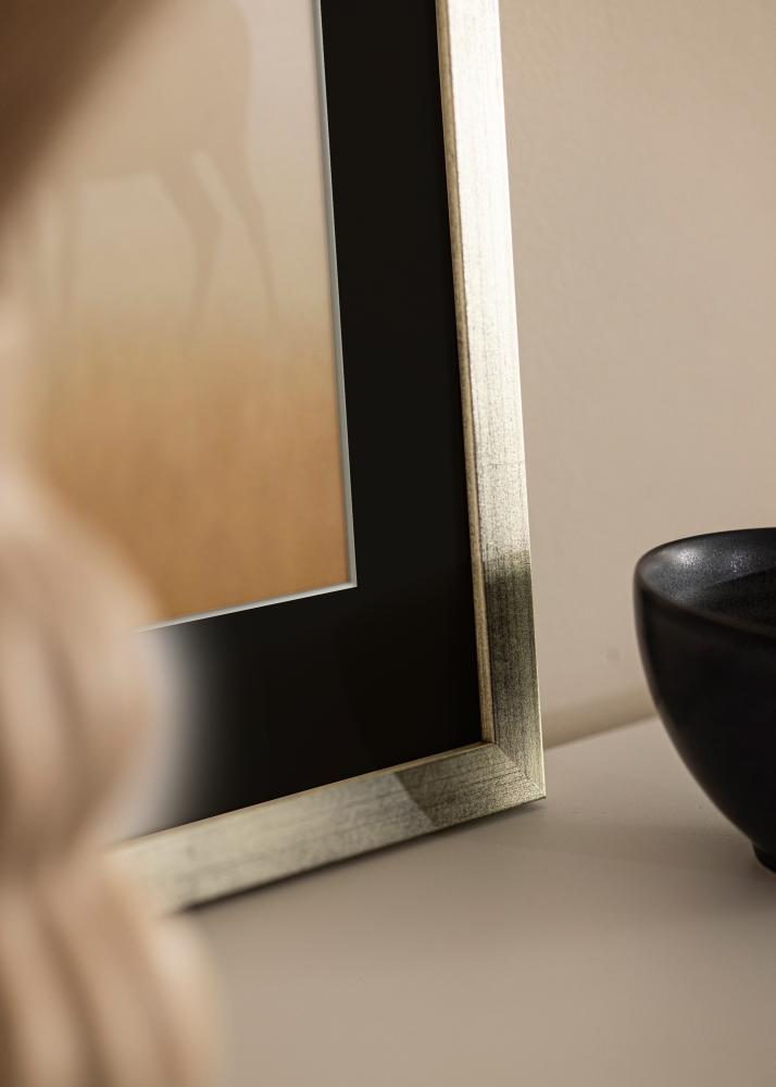 Ram med passepartou Rahmen Stilren Silber 24x30 cm - Passepartout Schwarz 6x8 inches